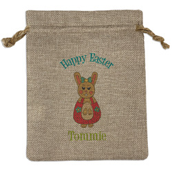 Fun Easter Bunnies Medium Burlap Gift Bag - Front (Personalized)