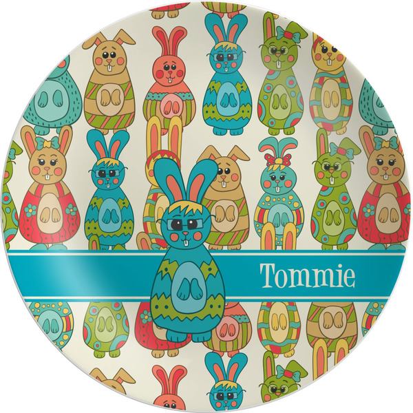 Custom Fun Easter Bunnies Melamine Salad Plate - 8" (Personalized)