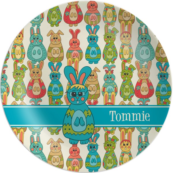 Custom Fun Easter Bunnies Melamine Plate (Personalized)