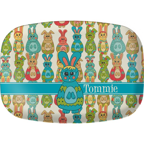 Custom Fun Easter Bunnies Melamine Platter (Personalized)