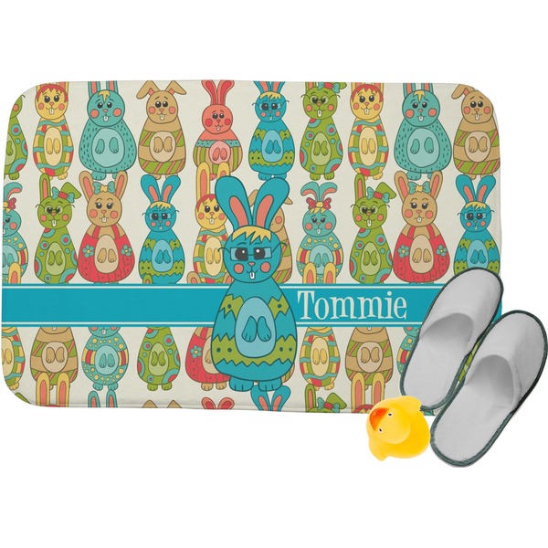 Custom Fun Easter Bunnies Memory Foam Bath Mat (Personalized)