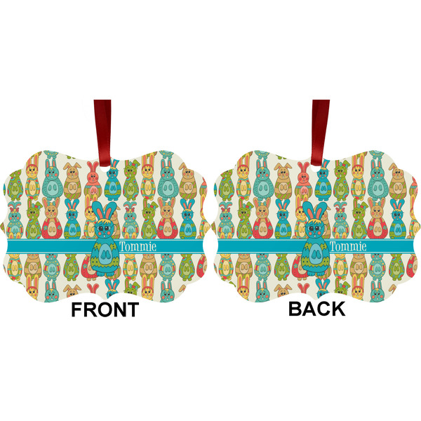 Fun Easter Bunnies Metal Benilux Ornament - Front and Back (APPROVAL)
