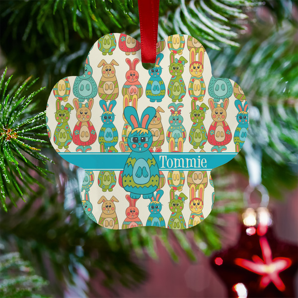 Fun Easter Bunnies Metal Paw Ornament - Lifestyle