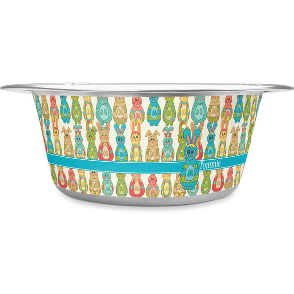 Custom Fun Easter Bunnies Stainless Steel Dog Bowl - Small (Personalized)