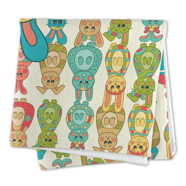 Fun Easter Bunnies Microfiber Dish Rag - FOLDED (square)