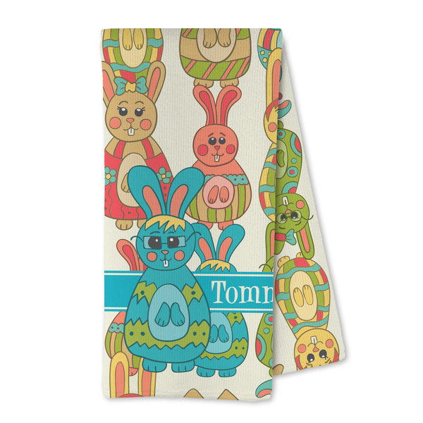 Custom Fun Easter Bunnies Kitchen Towel - Microfiber (Personalized)