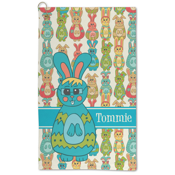 Custom Fun Easter Bunnies Microfiber Golf Towel (Personalized)