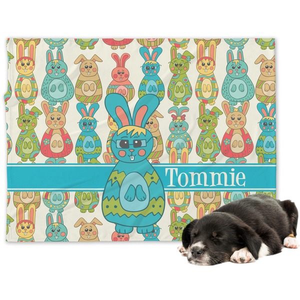 Custom Fun Easter Bunnies Dog Blanket - Large (Personalized)