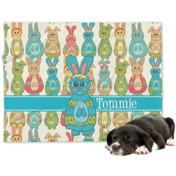 Custom Fun Easter Bunnies Dog Blanket (Personalized)