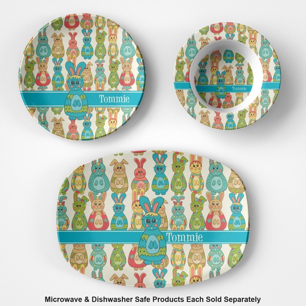 Fun Easter Bunnies Microwave & Dishwasher Safe CP Plastic Dishware - Group