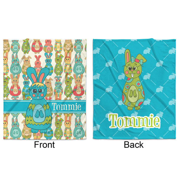 Fun Easter Bunnies Minky Blanket - 50"x60" - Double Sided - Front & Back