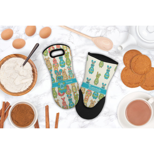 Fun Easter Bunnies Neoprene Oven Mitt - Lifestyle Image