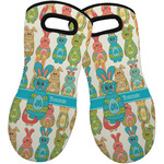 Fun Easter Bunnies Neoprene Oven Mitts - Set of 2 w/ Name or Text