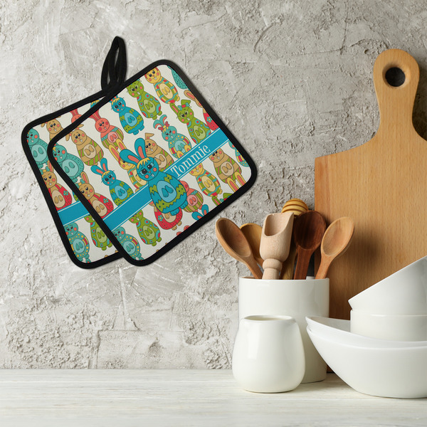 Fun Easter Bunnies Neoprene Pot Holder - Set of 2  LIFESTYLE