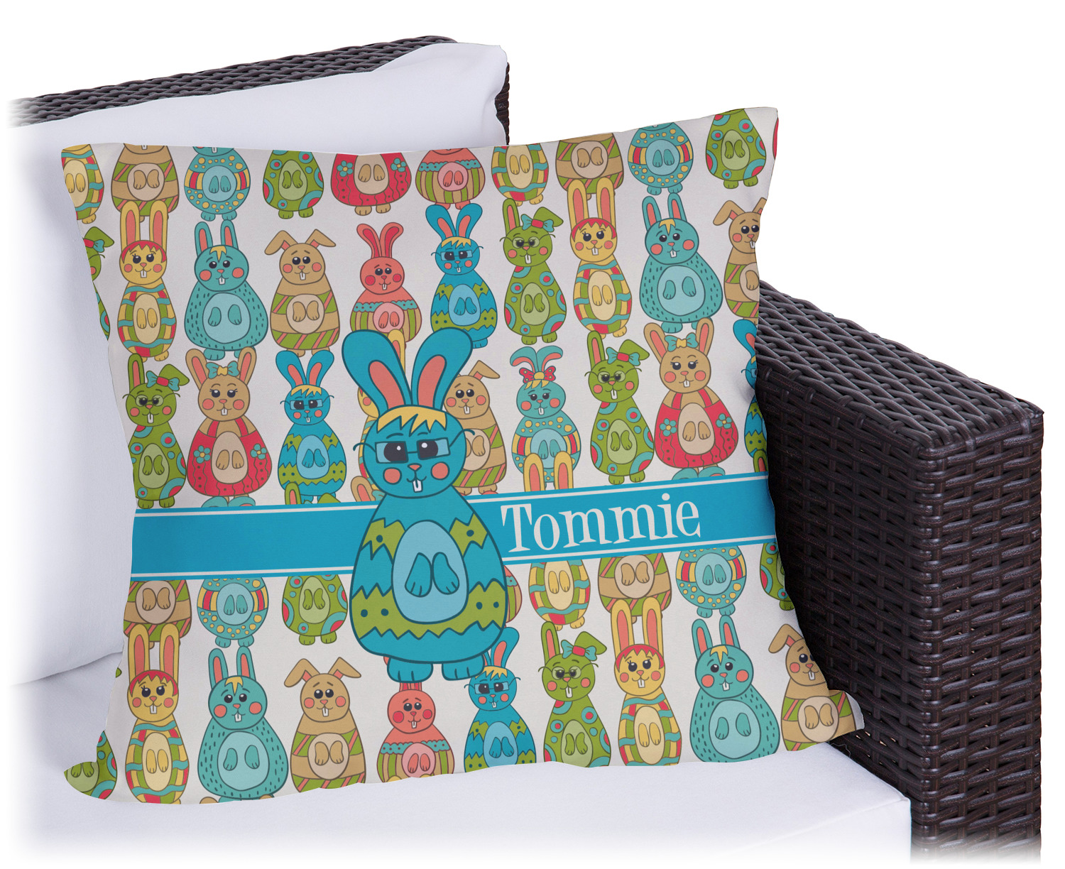 Fun Easter Bunnies Outdoor Pillow 18" (Personalized) YouCustomizeIt