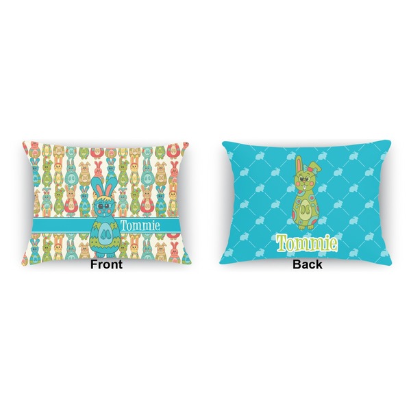 Fun Easter Bunnies  Outdoor Rectangular Throw Pillow (Front and Back)