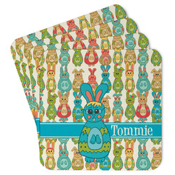 Fun Easter Bunnies Paper Coasters w/ Name or Text