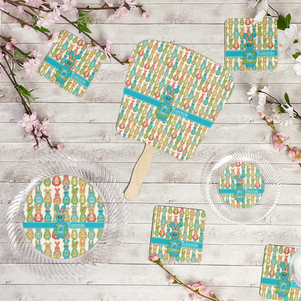 Fun Easter Bunnies Party Supplies Combination Image - All items - Plates, Coasters, Fans