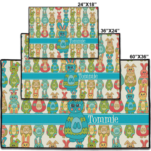 Fun Easter Bunnies Personalized Door Mat - Group Parent IMF