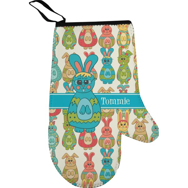 Custom Fun Easter Bunnies Right Oven Mitt (Personalized)