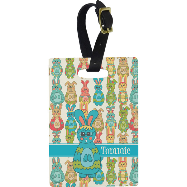 Custom Fun Easter Bunnies Plastic Luggage Tag - Rectangular w/ Name or Text
