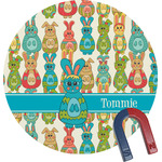 Fun Easter Bunnies Round Fridge Magnet (Personalized)