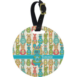 Fun Easter Bunnies Plastic Luggage Tag - Round (Personalized)