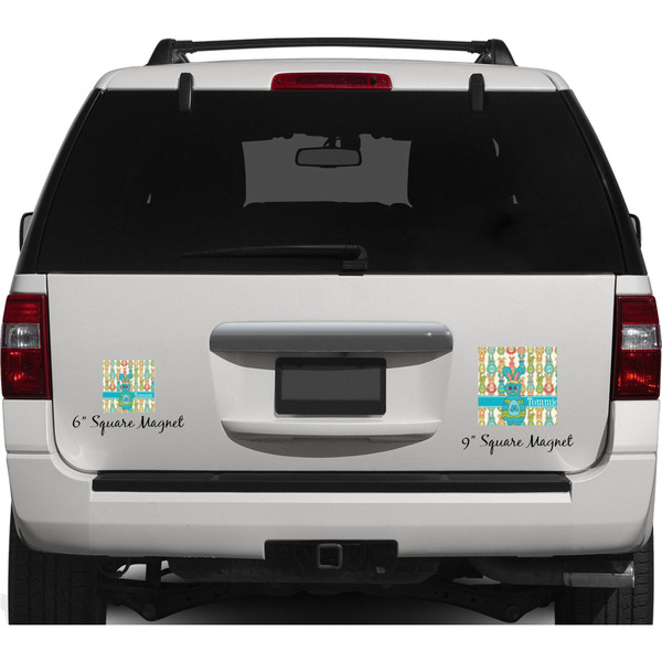 Fun Easter Bunnies Personalized Square Car Magnets on Ford Explorer