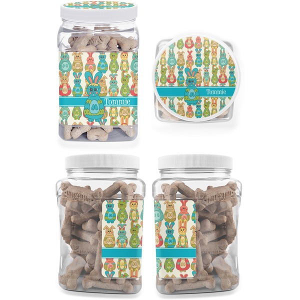 Fun Easter Bunnies Pet Treat Jar - Multiple Angles