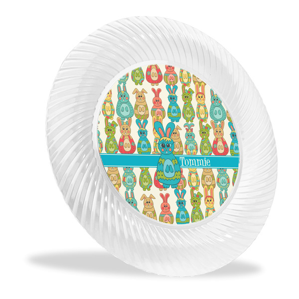Custom Fun Easter Bunnies Plastic Party Dinner Plates - 10" (Personalized)