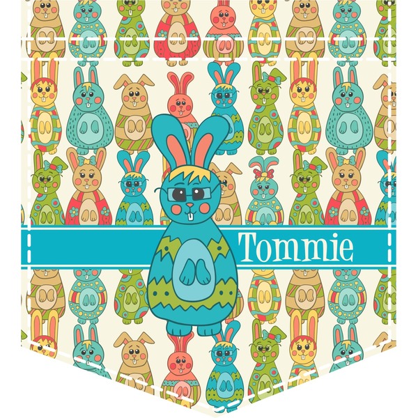 Custom Fun Easter Bunnies Iron On Faux Pocket (Personalized)