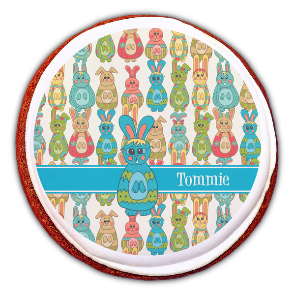 Fun Easter Bunnies Printed Icing Circle - Large - On Cookie