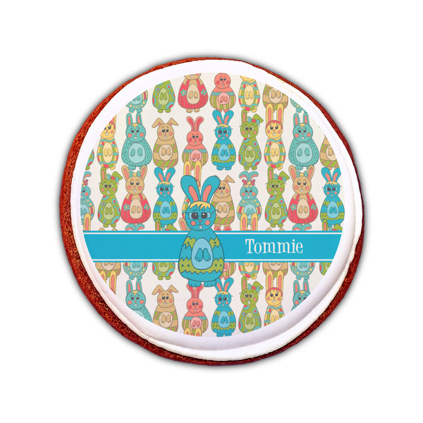 Fun Easter Bunnies Printed Icing Circle - Small - On Cookie