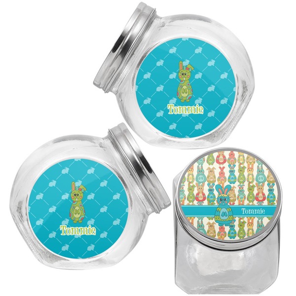 Fun Easter Bunnies Puppy Treat Jar - Top Left Right