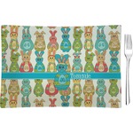 Fun Easter Bunnies Rectangular Glass Appetizer / Dessert Plate - Single or Set (Personalized)