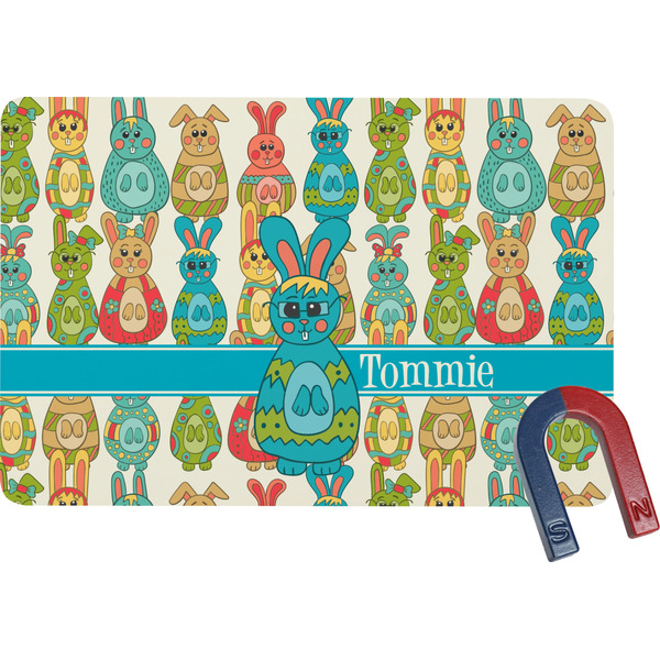 Custom Fun Easter Bunnies Rectangular Fridge Magnet (Personalized)