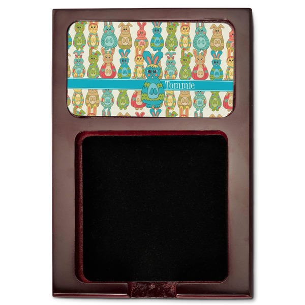 Fun Easter Bunnies Red Mahogany Sticky Note Holder - Flat