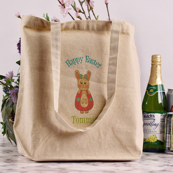Fun Easter Bunnies Reusable Cotton Grocery Bag - In Context