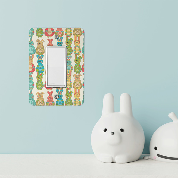 Fun Easter Bunnies Rocker Light Switch Covers - Single - IN CONTEXT