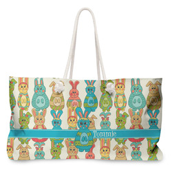 Fun Easter Bunnies Large Tote Bag with Rope Handles (Personalized)