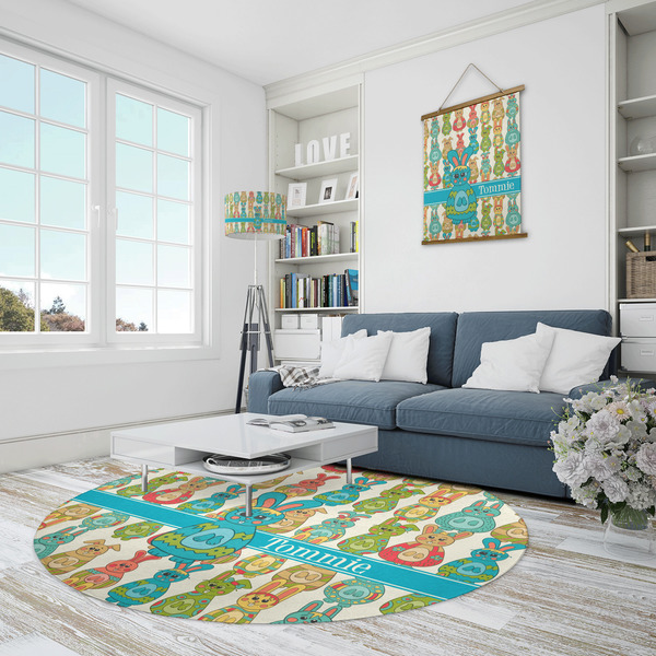 Fun Easter Bunnies Round Area Rug - IN CONTEXT