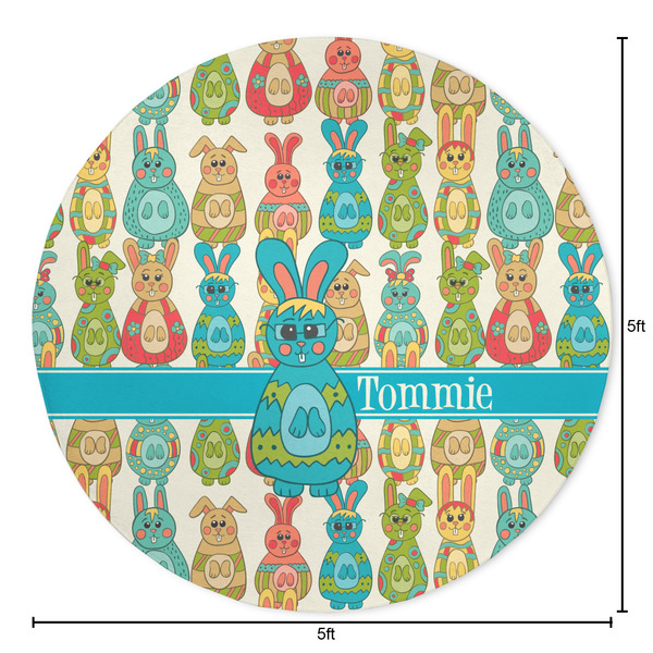 Fun Easter Bunnies Round Area Rug - Size