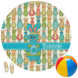 Fun Easter Bunnies Round Beach Towel (Personalized)