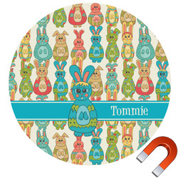 Fun Easter Bunnies Round Car Magnet - 6" (Personalized)
