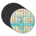 Fun Easter Bunnies Round Rubber Backed Coasters - Set of 4 (Personalized)
