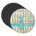 Fun Easter Bunnies Round Rubber Backed Coasters - Set of 4 (Personalized)