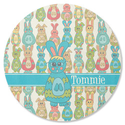 Fun Easter Bunnies Round Rubber Backed Coaster (Personalized)