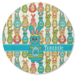 Fun Easter Bunnies Round Rubber Backed Coaster (Personalized)