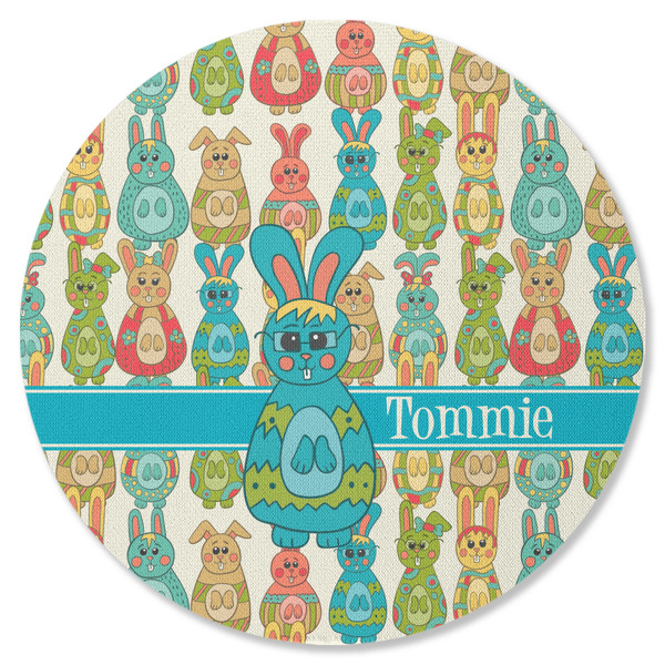 Fun Easter Bunnies Round Coaster Rubber Back - Single