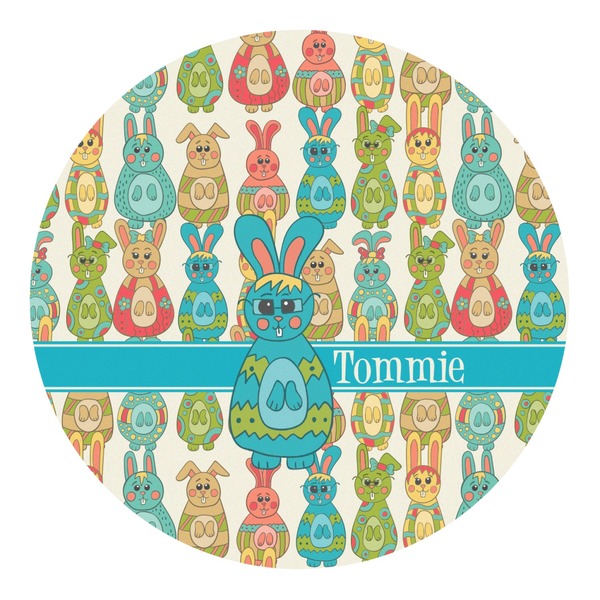Custom Fun Easter Bunnies Round Decal (Personalized)